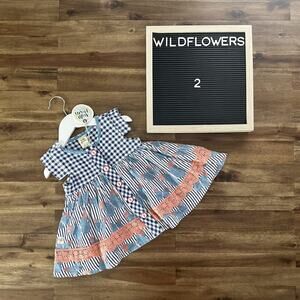 NWT Wildflowers Daydream Believer Blue Gingham Butterfly Flit and Flutter Top 2